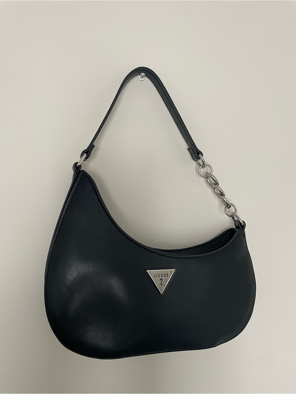 GUESS Black Shoulder Bag with Chain Accent